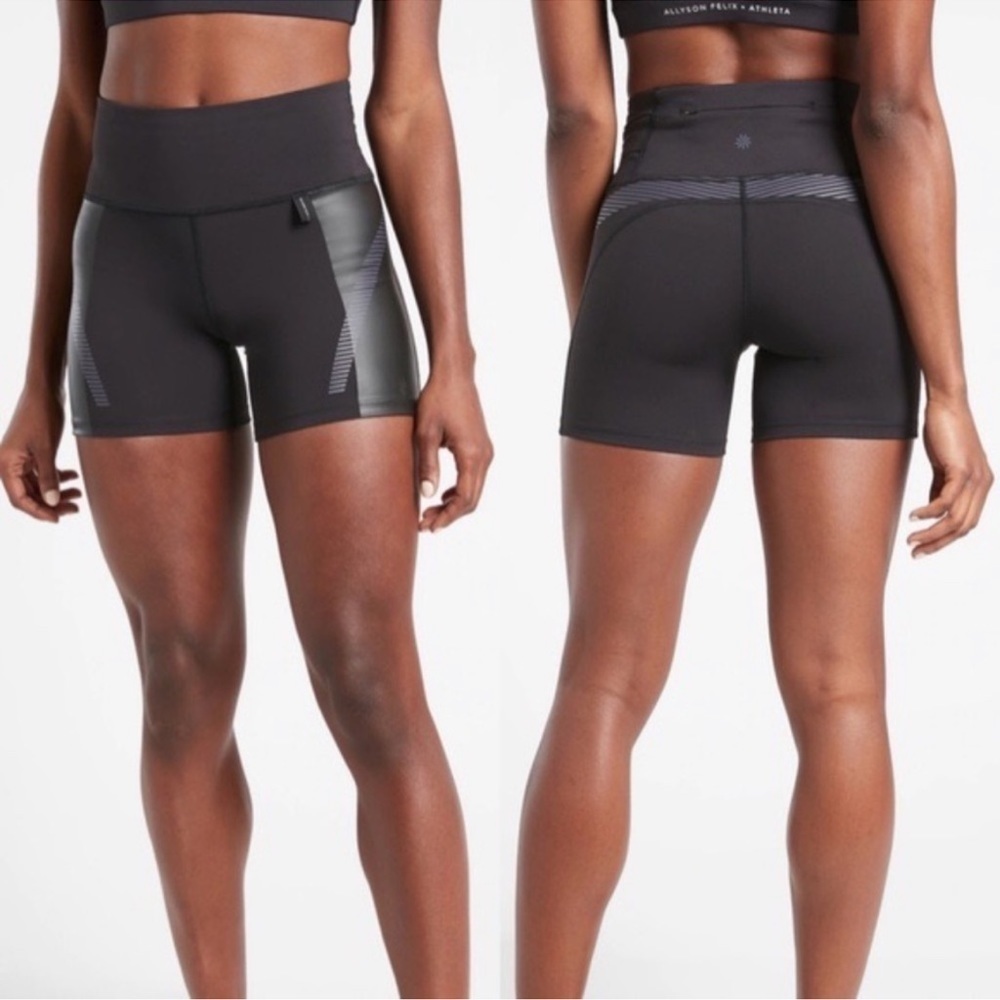 Athleta x Allyson Felix Legend Shorts Black Bike Reflective Size Small Women’s